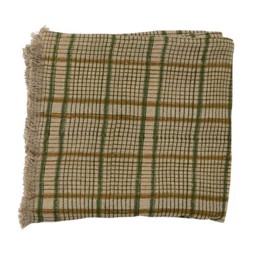 Plaid linen throw blanket