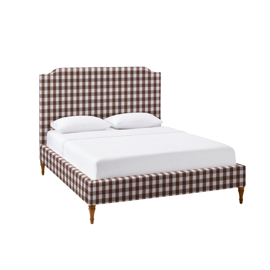 Gingham Upholstered Bed