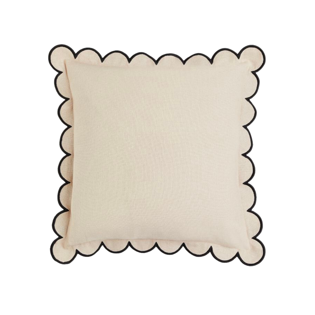 Scalloped Linen Pillow Cover