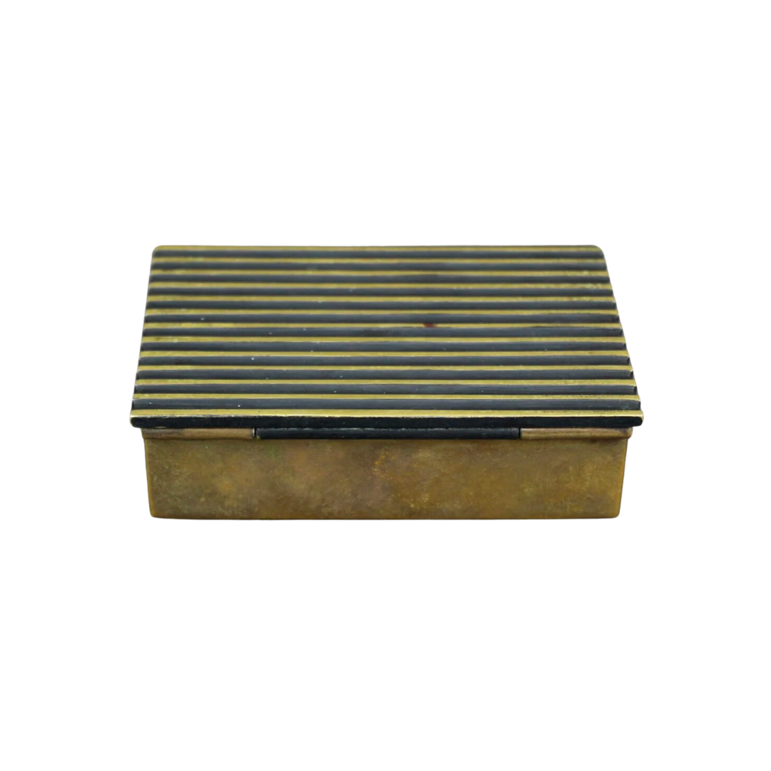 Vintage Brass Striped Box with Lid