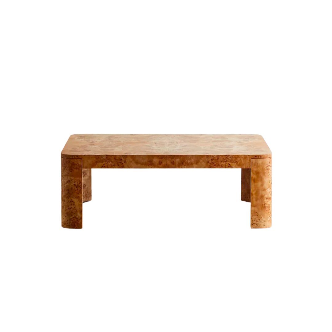 Urban Outfitters burl wood coffee table