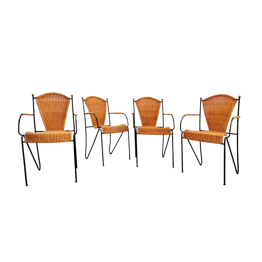 vintage Mid Century Italian Wicker Chairs