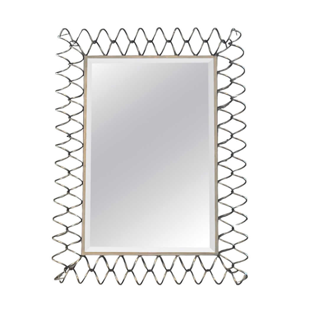 silver spiral vintage mirror
