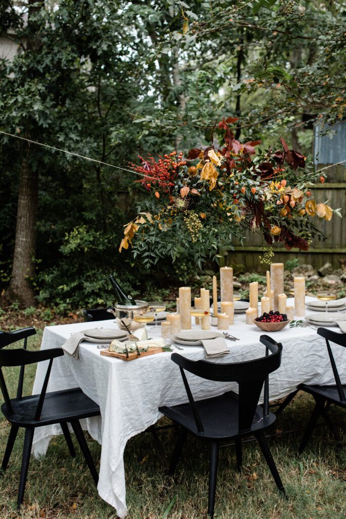 elegant garden table design with pillar candles
