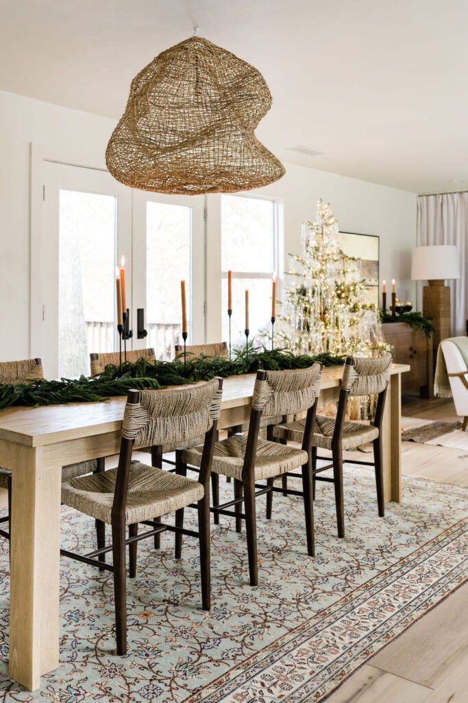 dining room pine garland holiday table decor