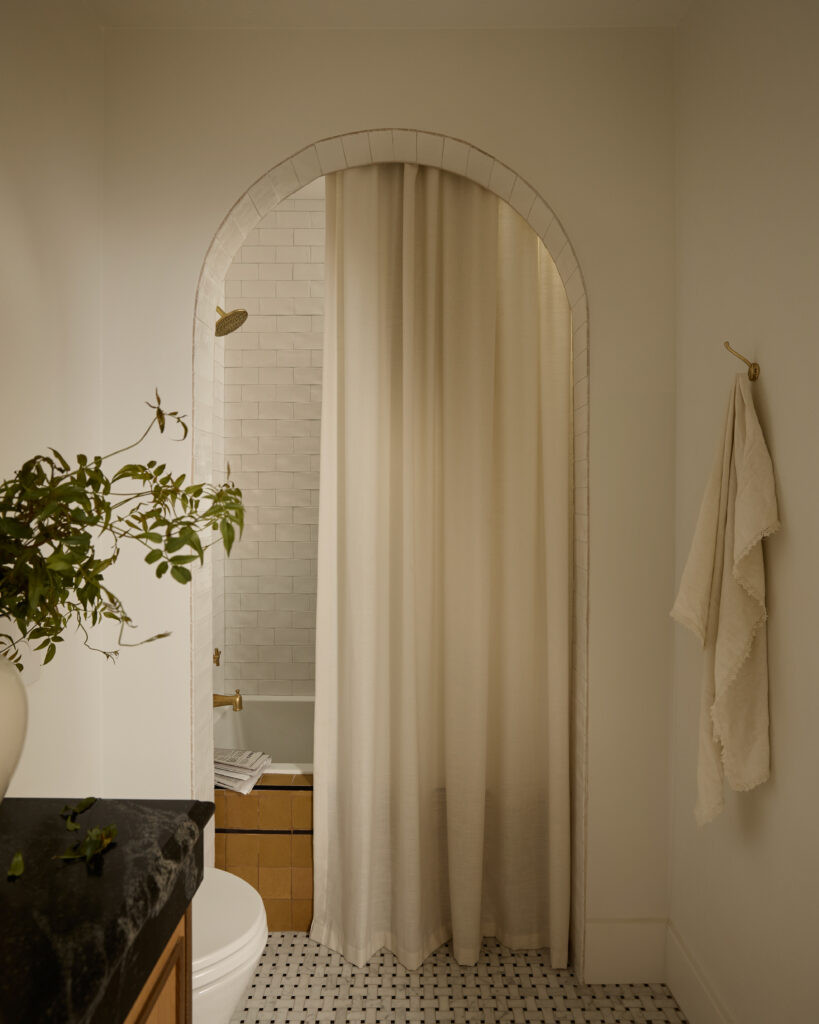 Archway Curtain into Bathroom