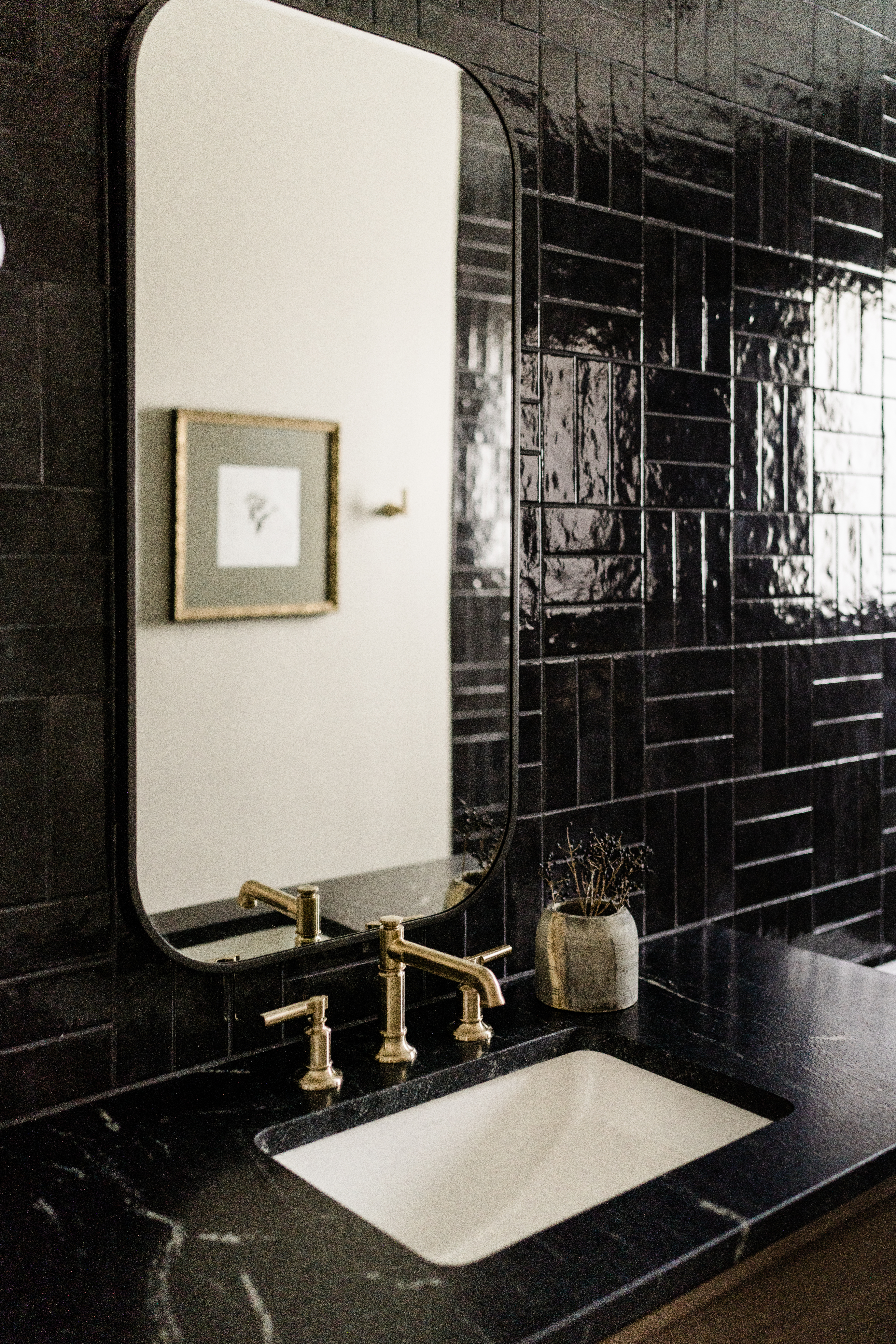 Black and Gold Bathroom Vanity