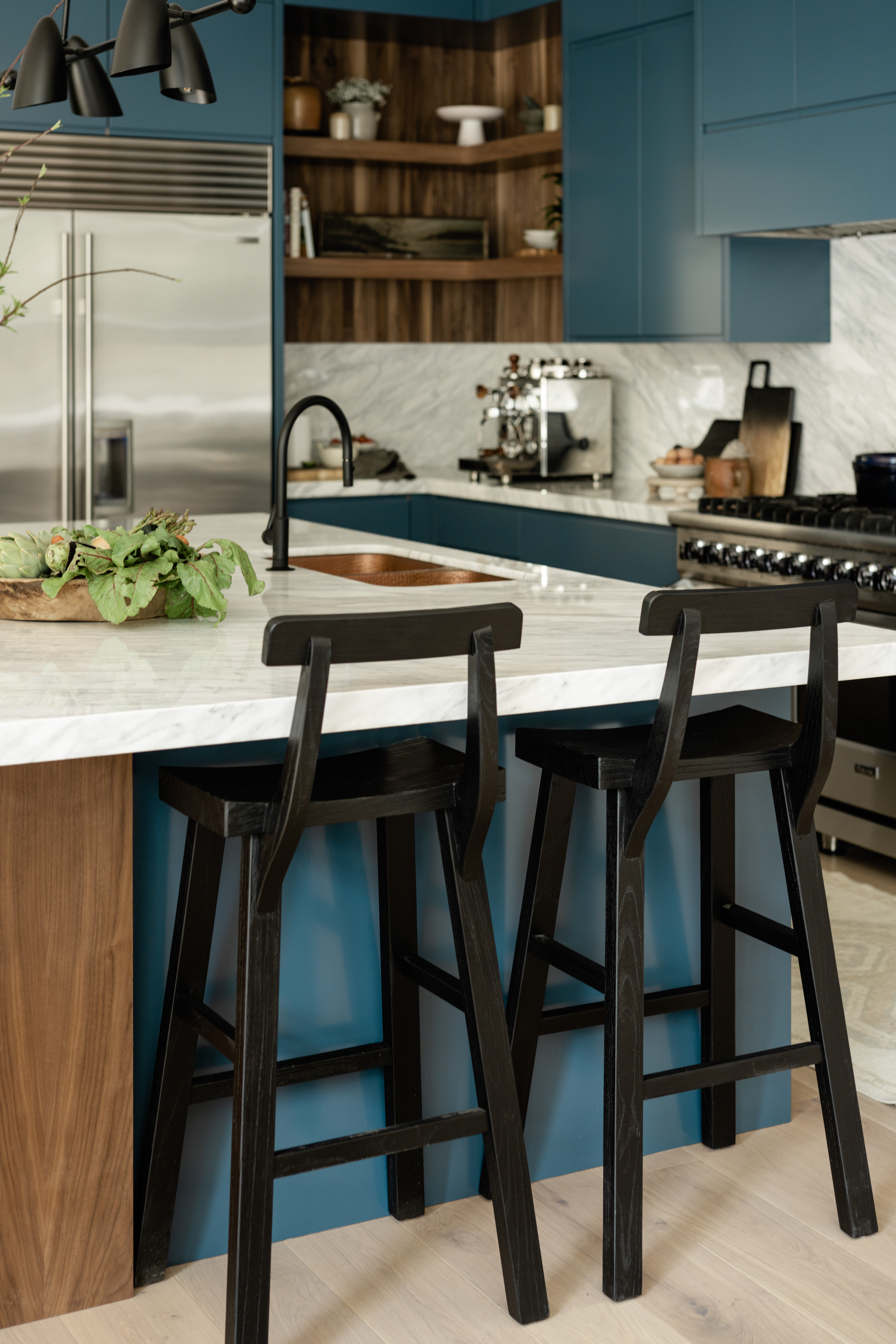 Kitchen Barstools with Blue Accents