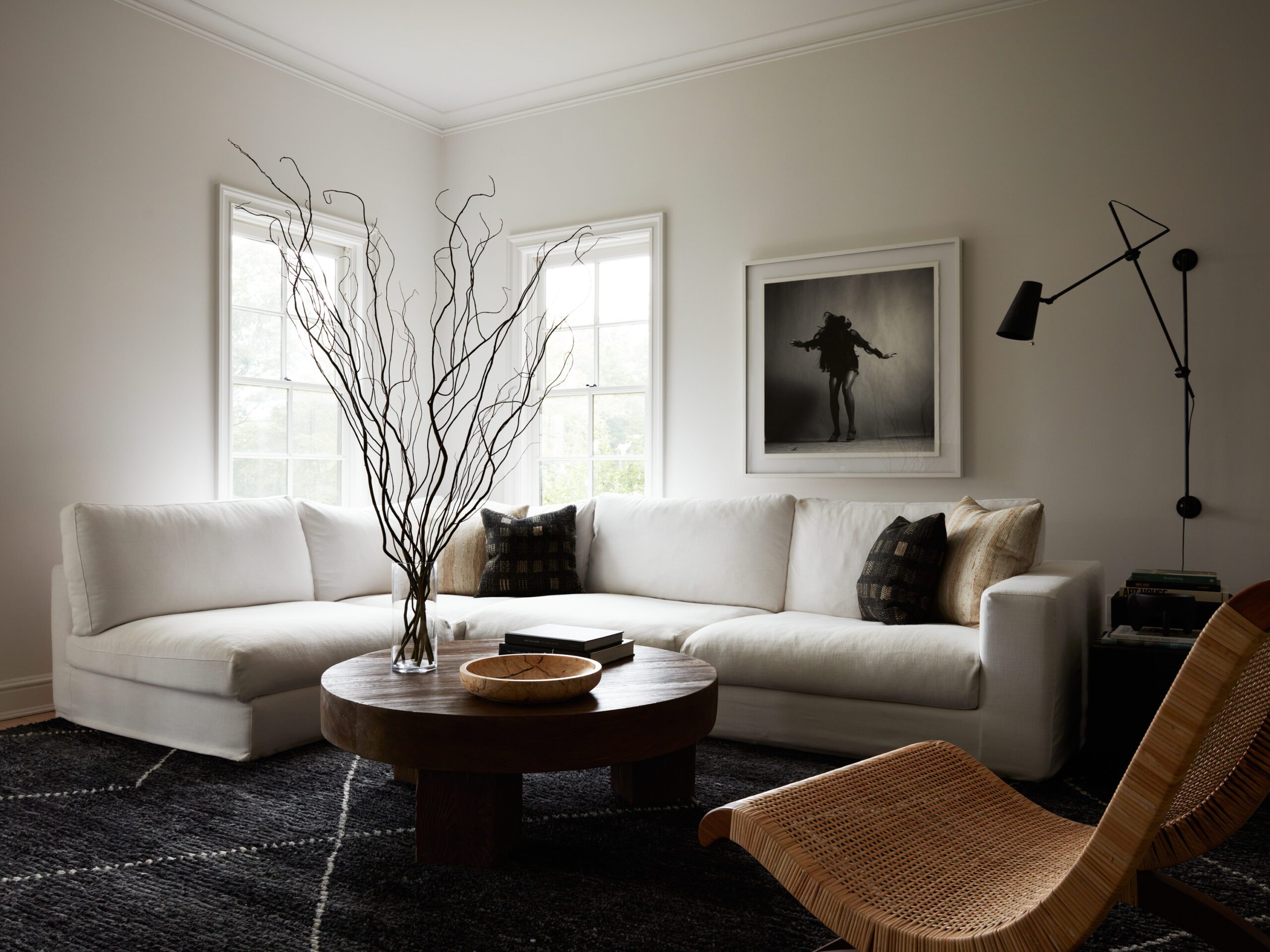 Full Living Room with White Couch