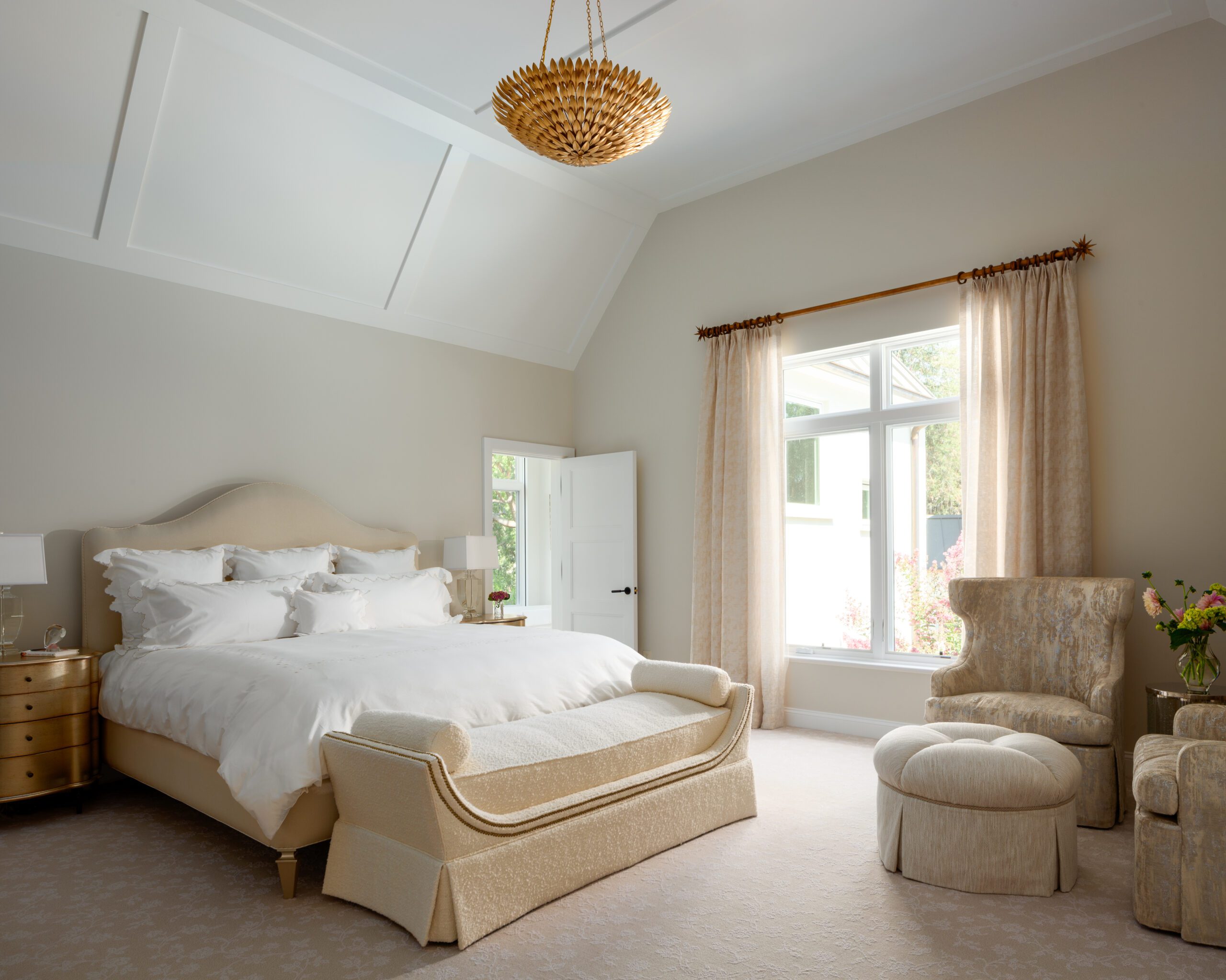 Vaulted Ceiling White Bedroom
