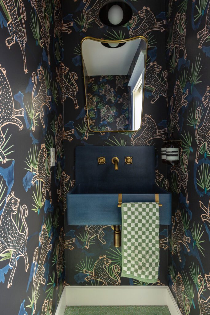 Pattern Wallpapered Bathroom