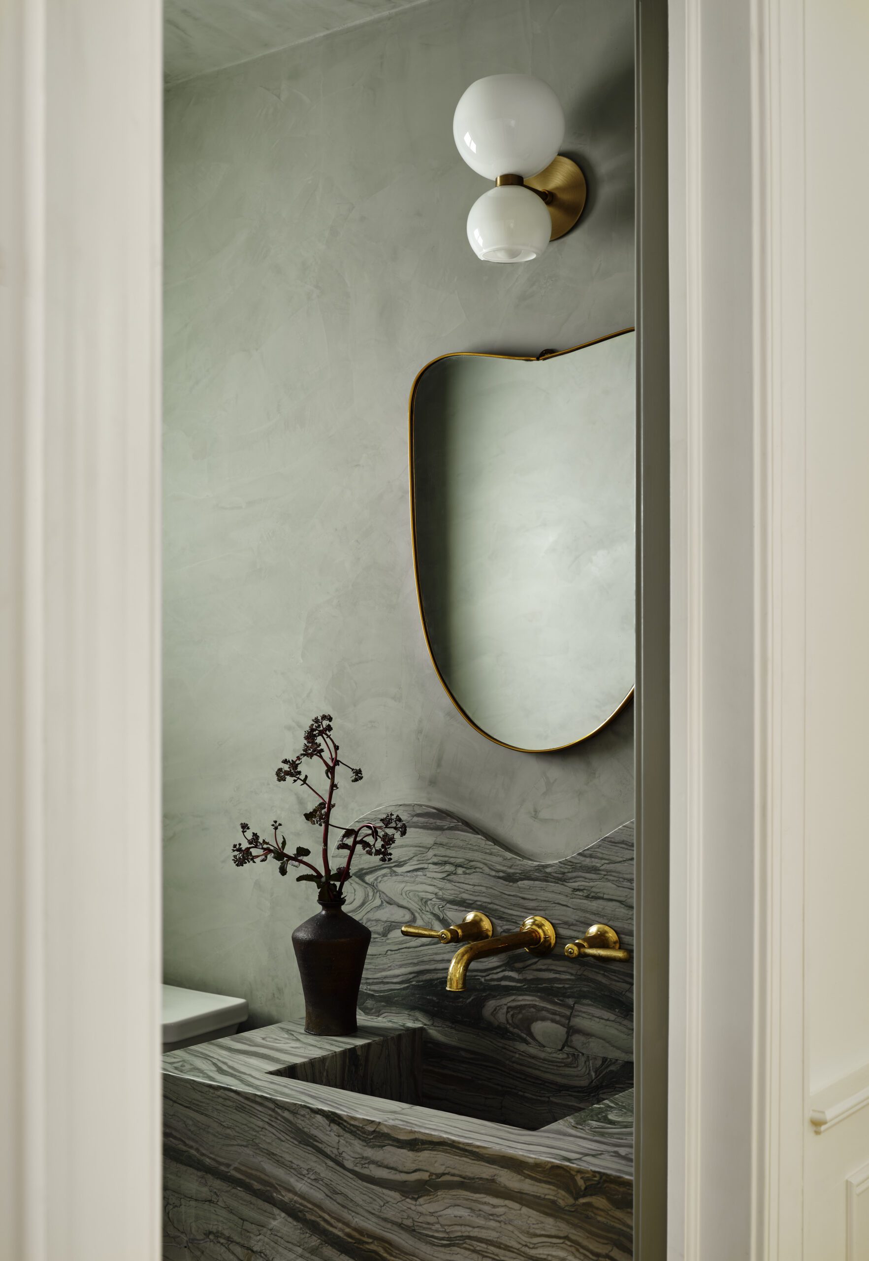 Powder Room with Organic Mirro