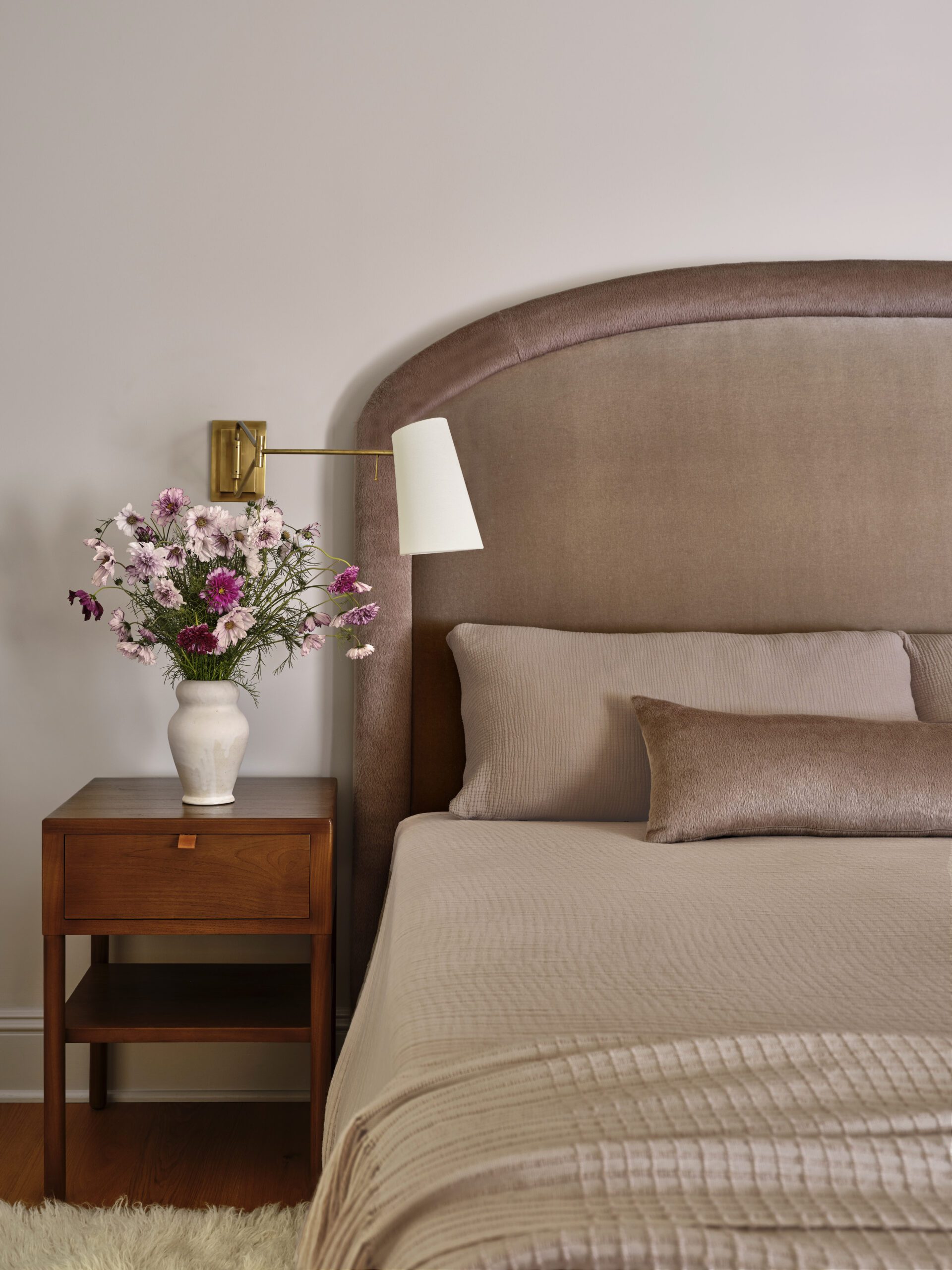 Bedside Detailing Mauve Headboard