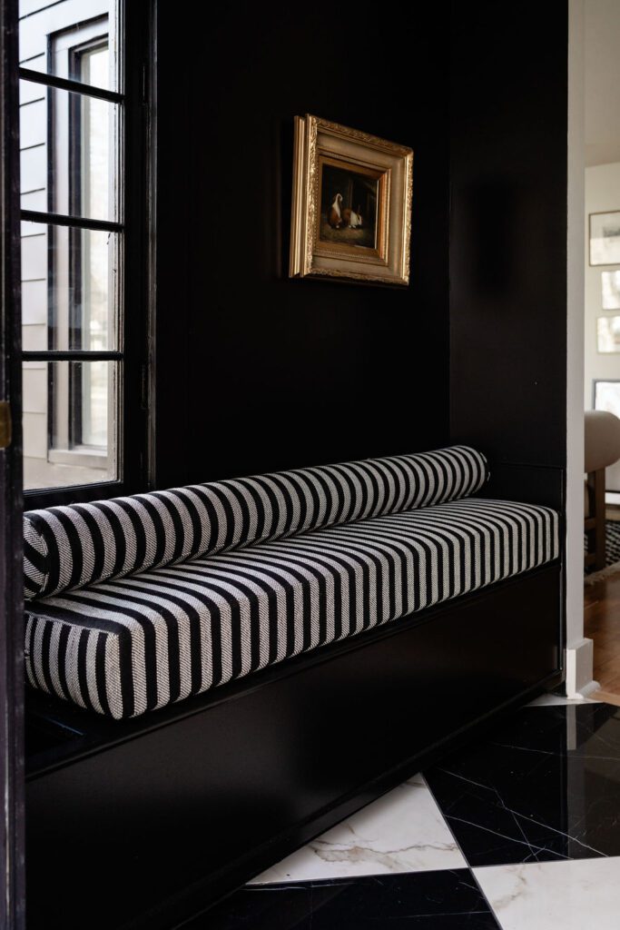 Striped Black and White Bench