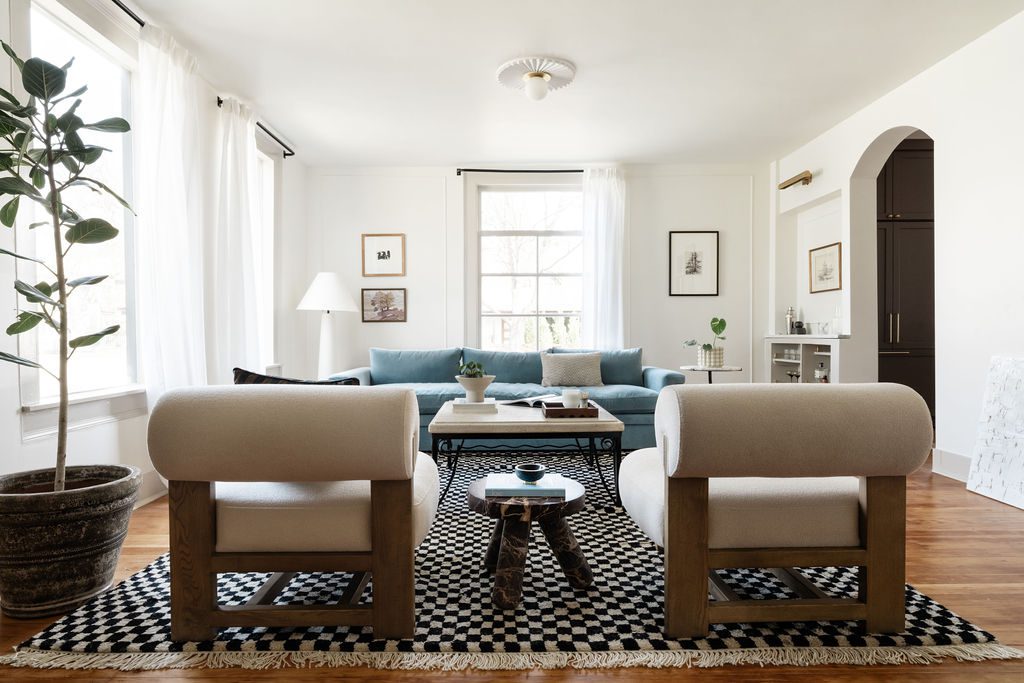 Checkerboard Rug Living Room