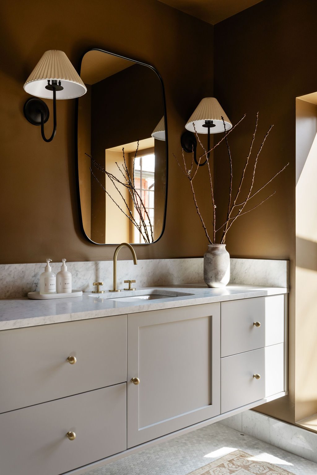 Bathroom Vanity with Earthy Colors