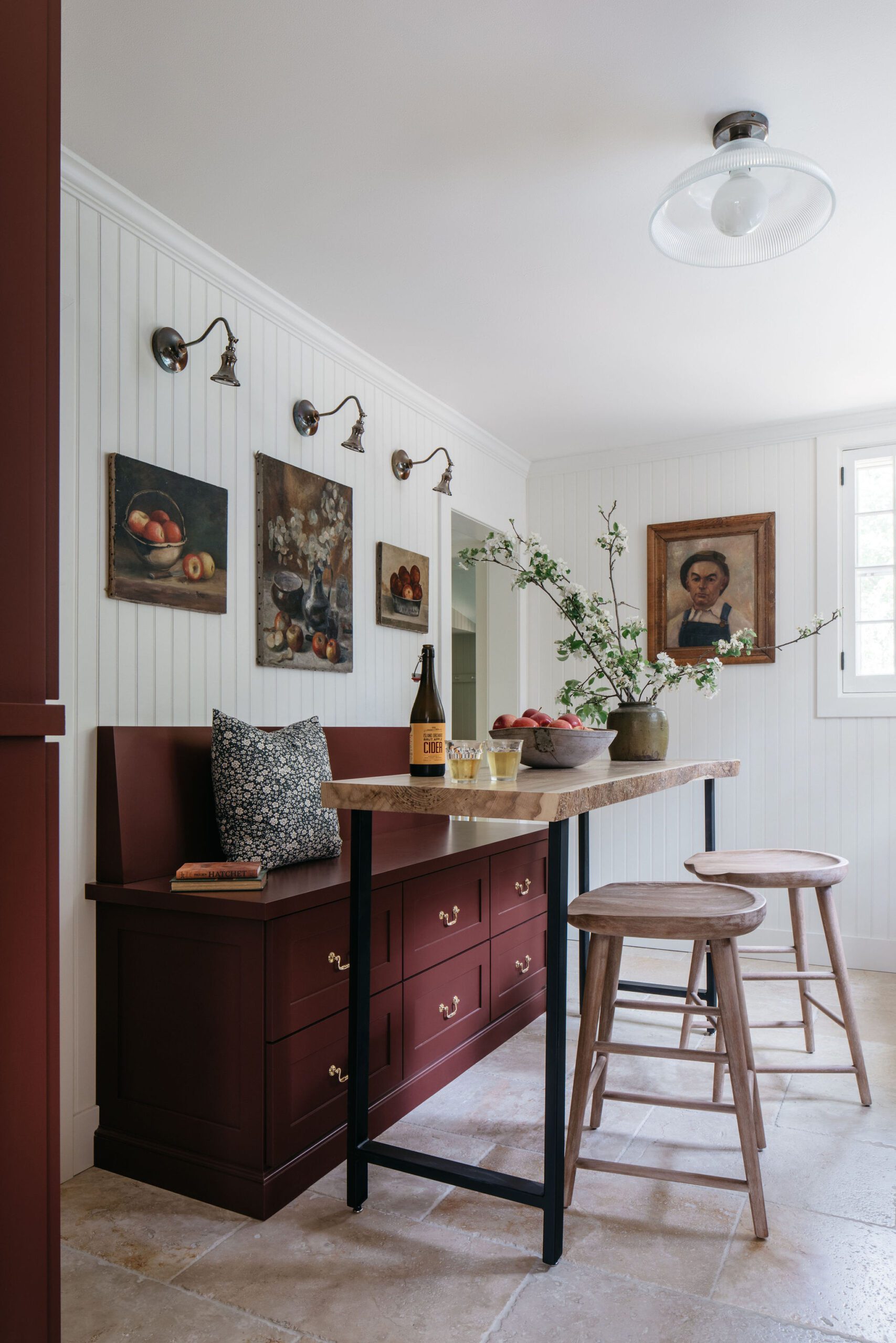 Breakfast Nook Red Bench