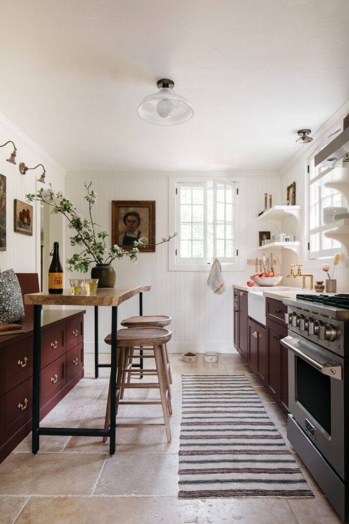 Breakfast Table Into Red Kitchen