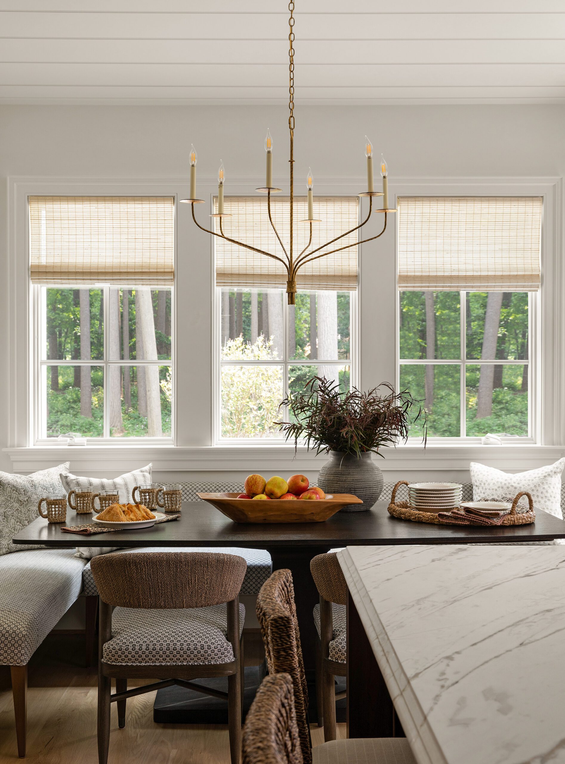 Breakfast Nook with Statement Lighting