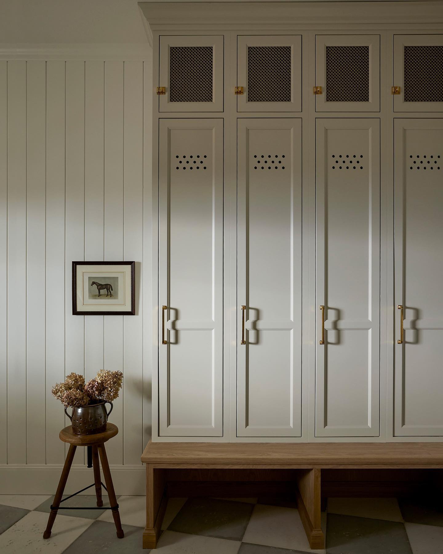 Mudroom design with personalized locker storage solutions