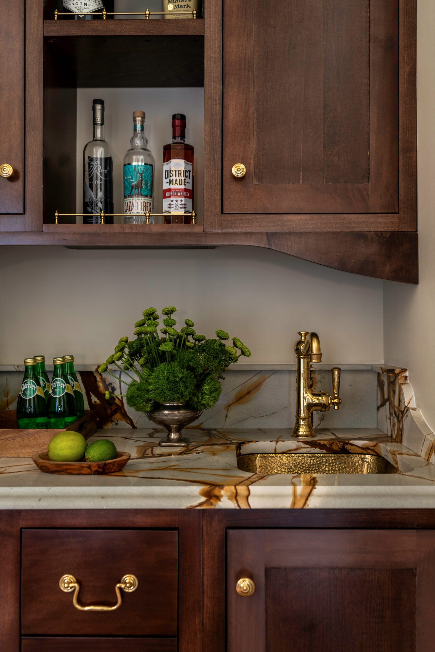 Bar Area with Golden Fixtures