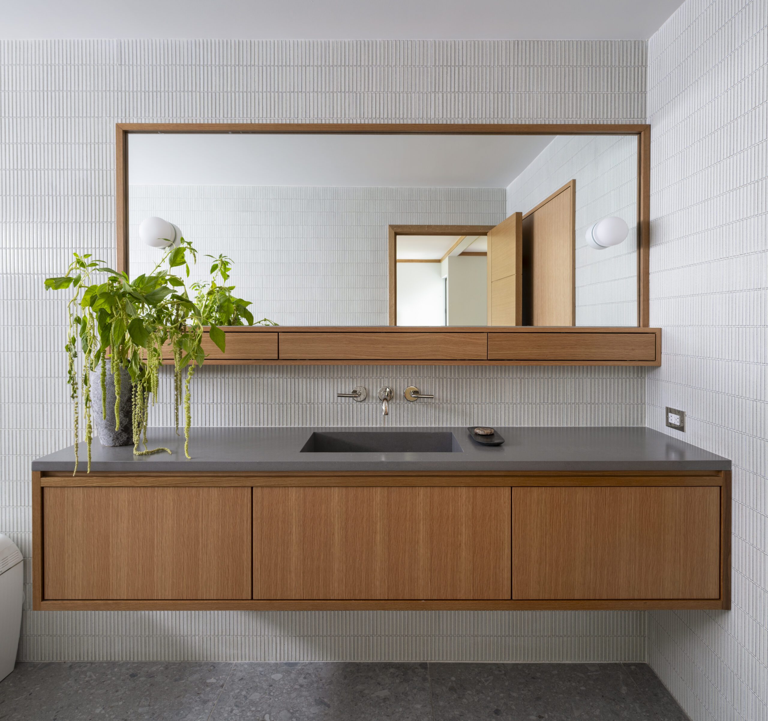 One sink wooden bathroom vanity