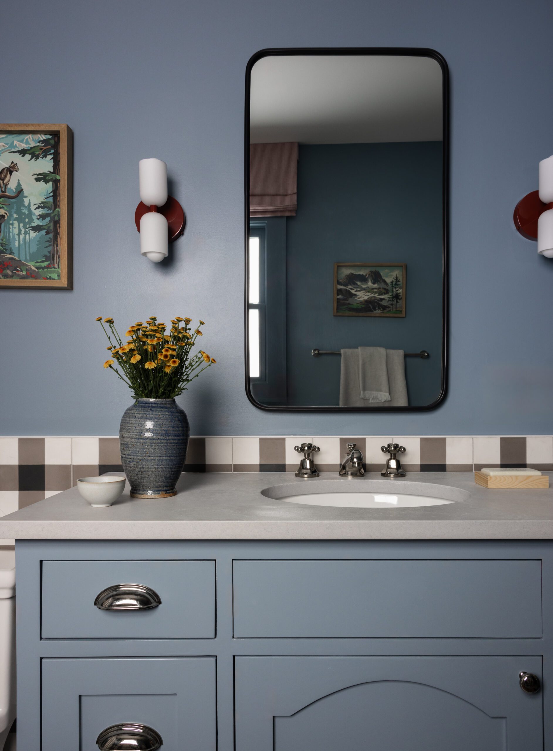 Blue and White Bathroom Vanity