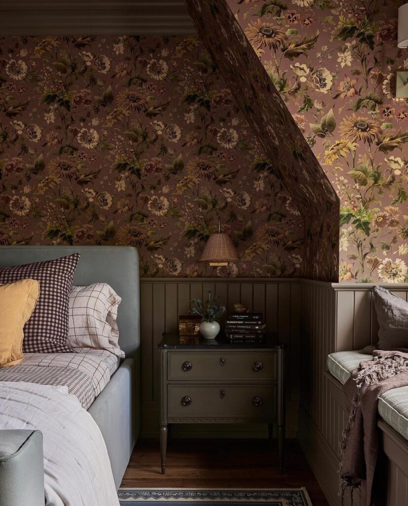 Fall design with floral wallpaper 