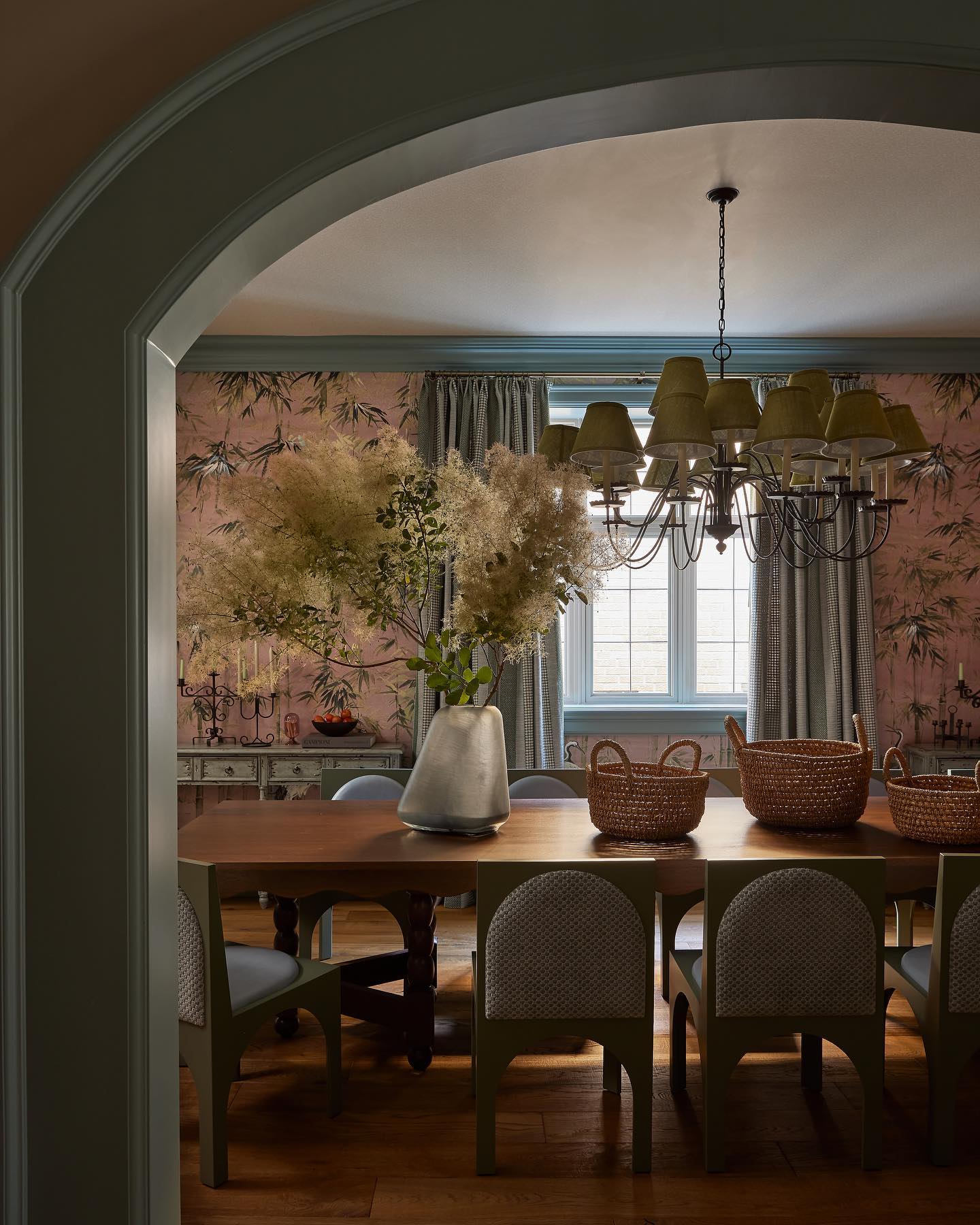 Fall design with floral wallpaper in the dining room