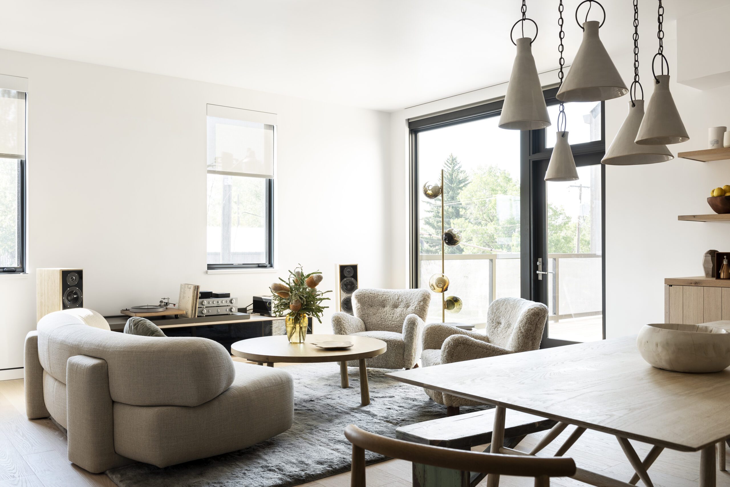 Living Room Grey Fuzzy Chairs