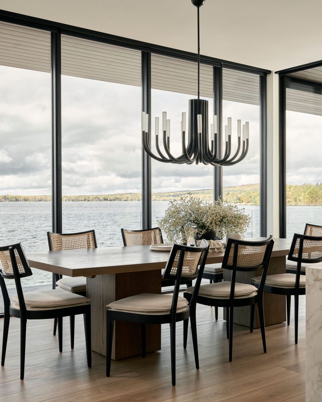 Dining Room Table with Statement Chandelier