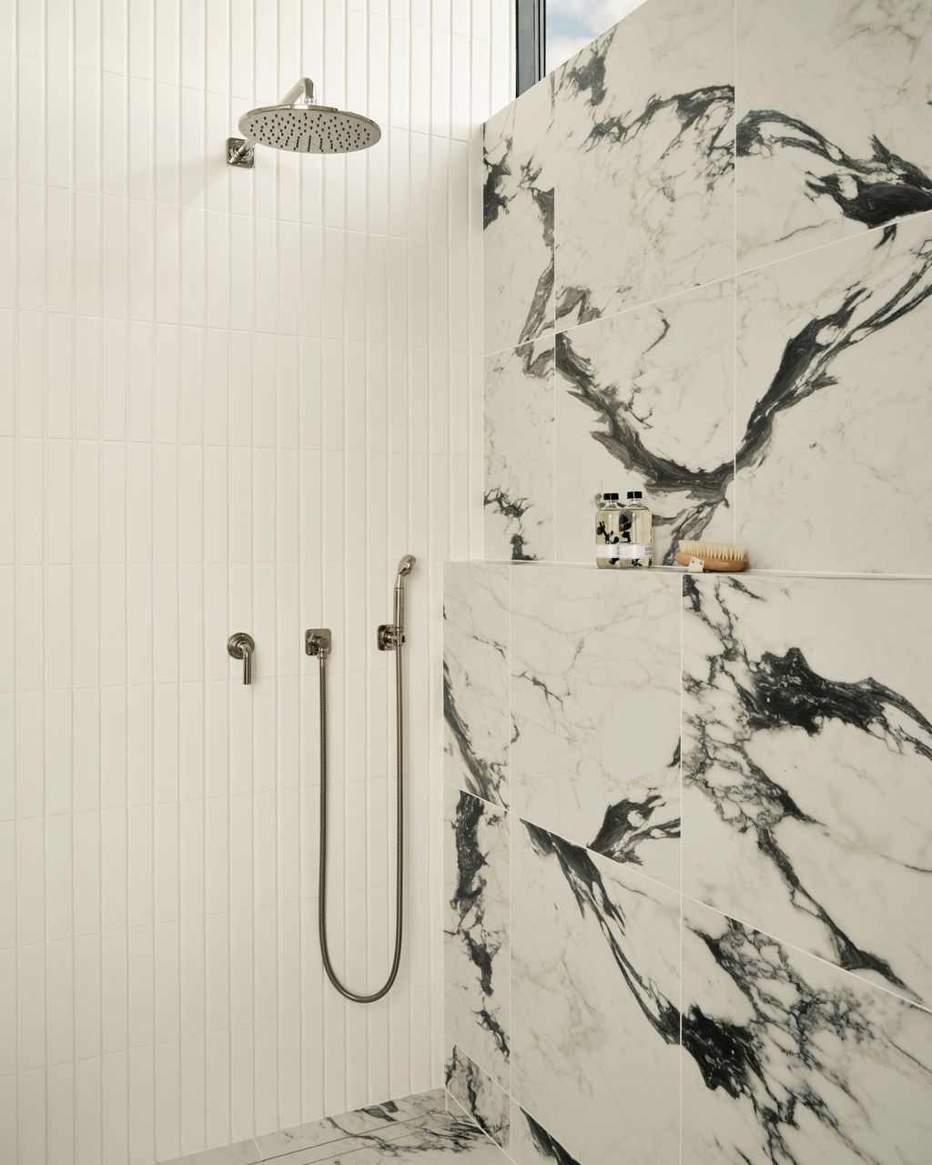 Flecked Contrasting Marble Shower