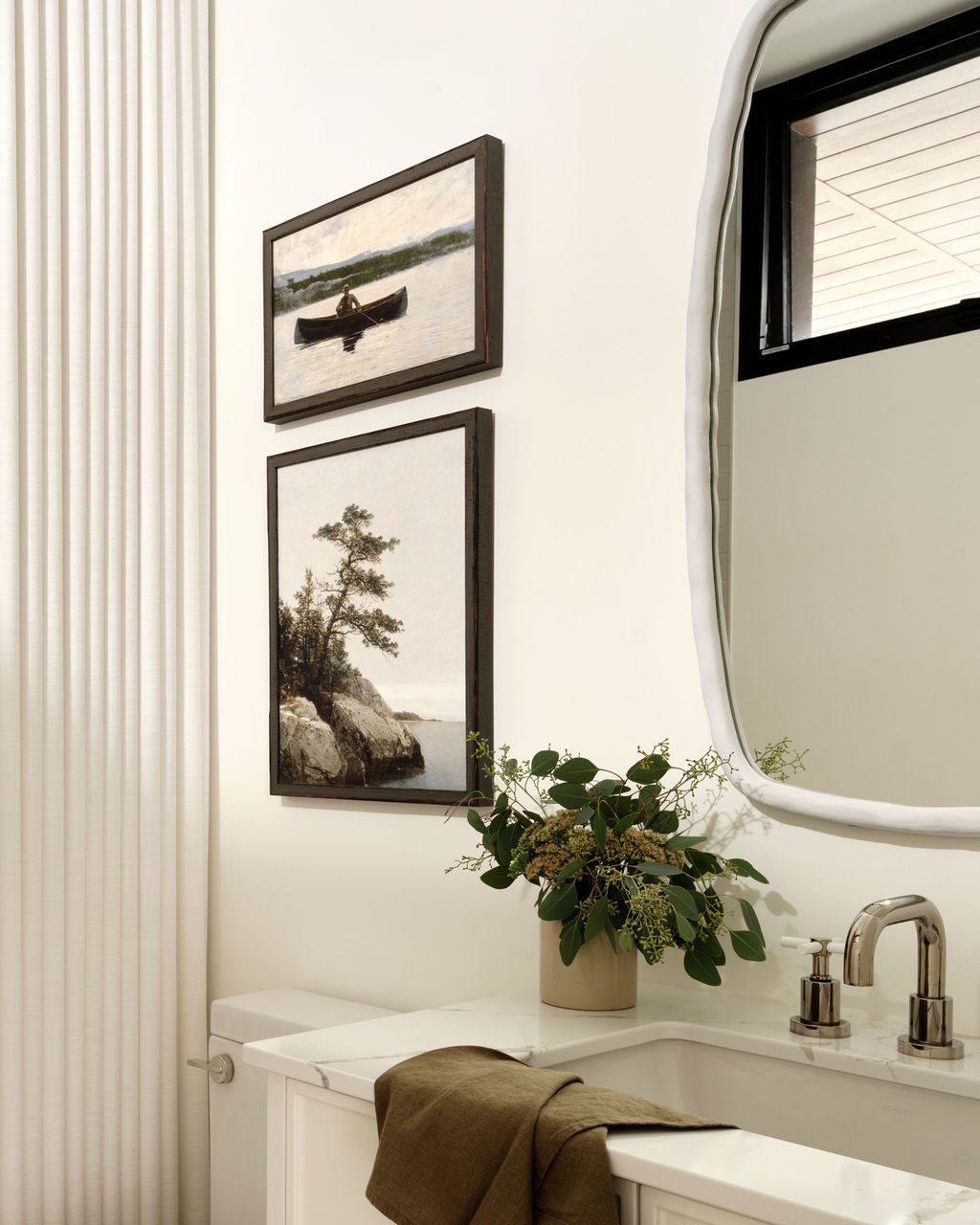 Guest Bathroom with Circle Mirror