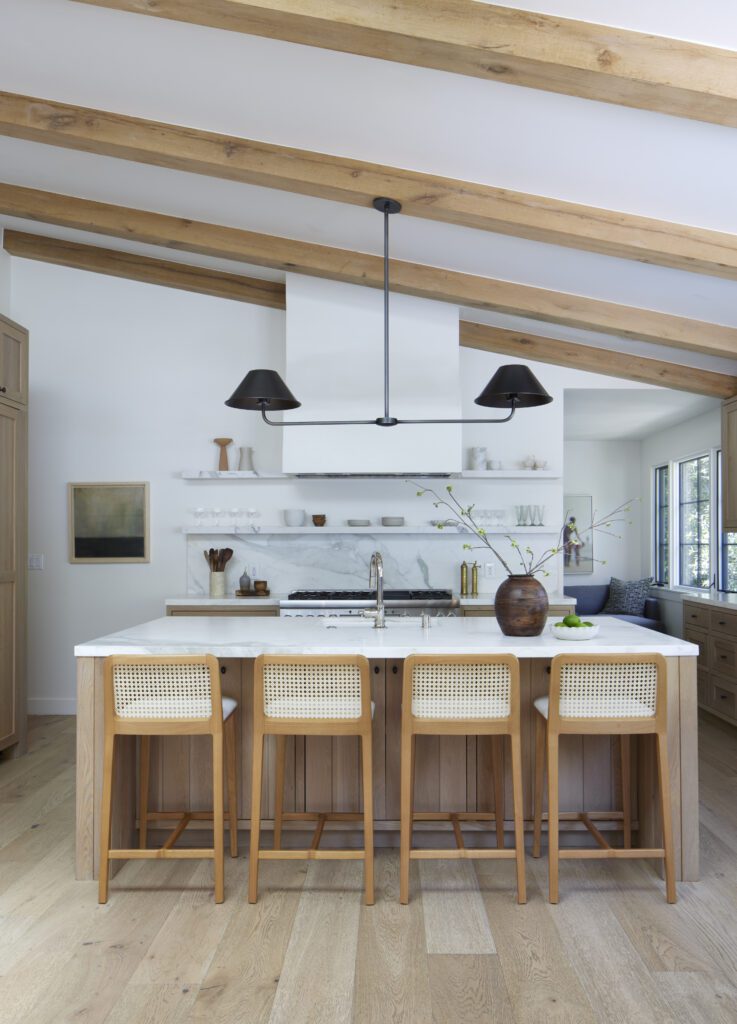 Hanging Wooden Beam over Kitchen