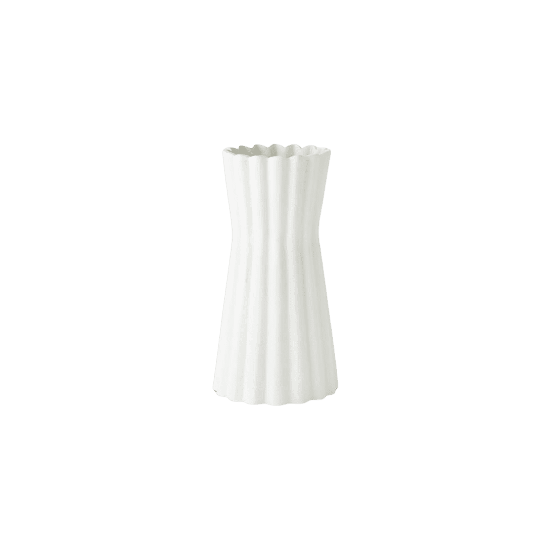 Scalloped White Vase