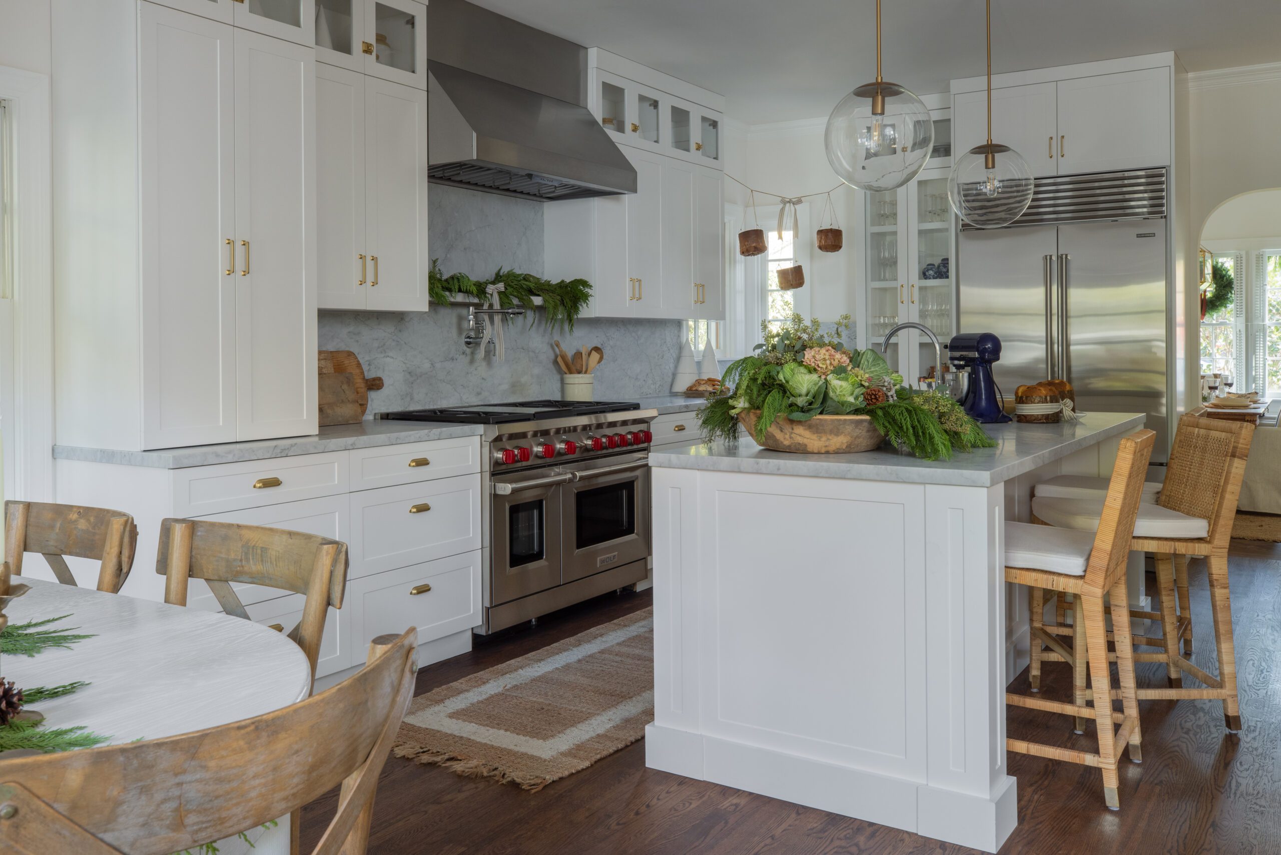 Kitchen Island with Globe Pendant Lights