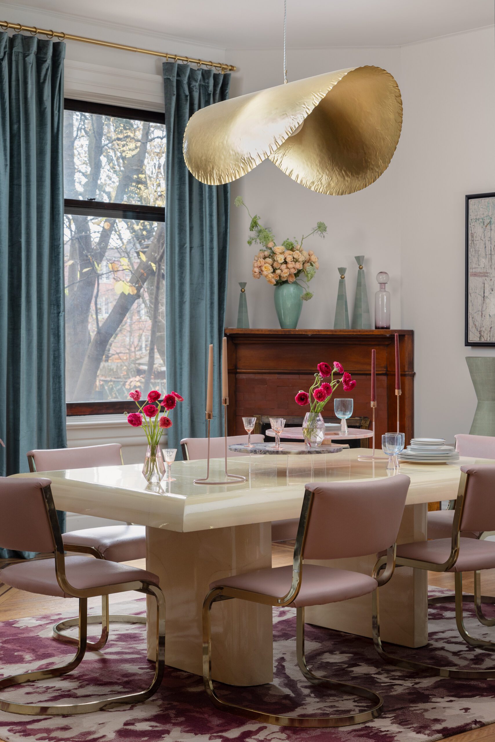 White Table and Pink Chairs