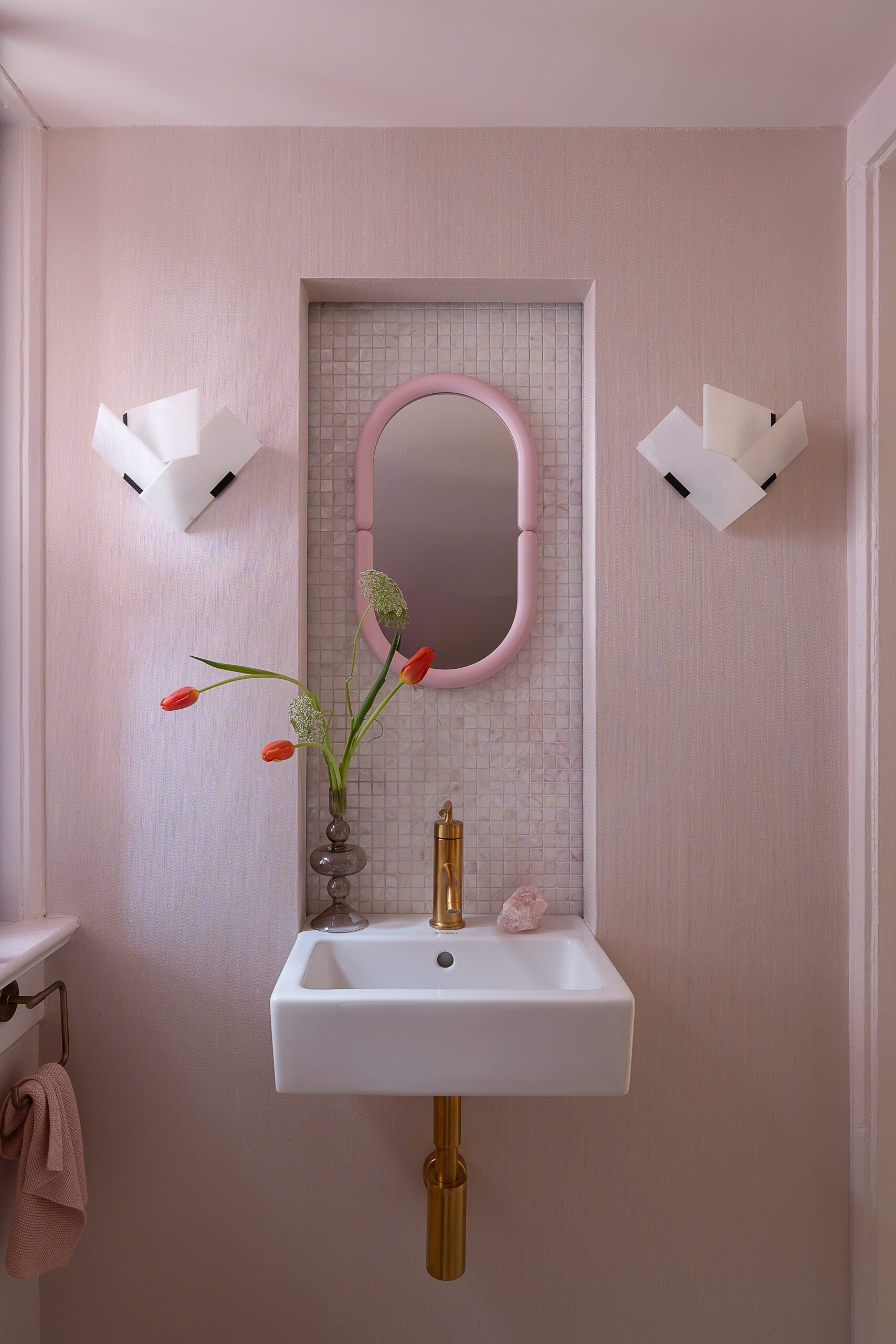 Pink Powder Room Vanity