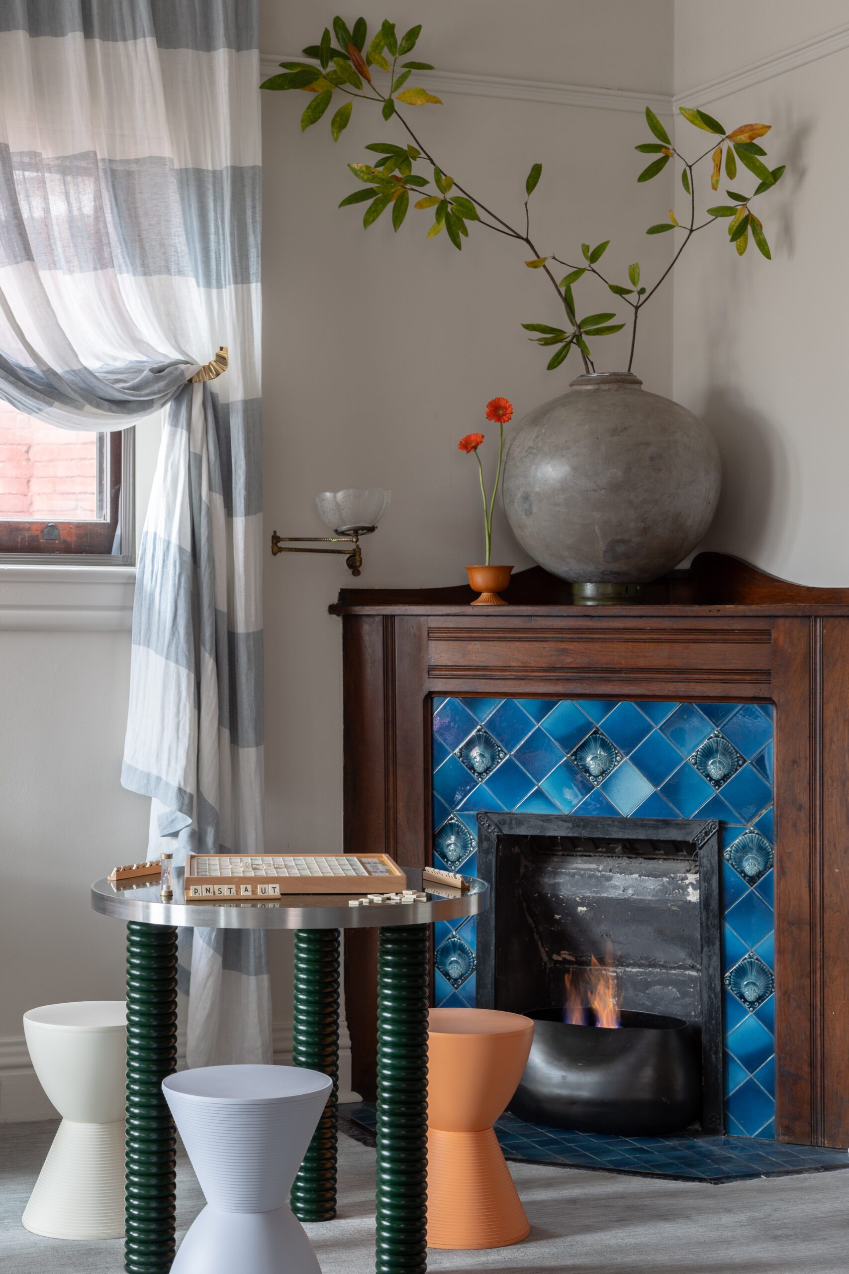 Blue Tiled Fireplace