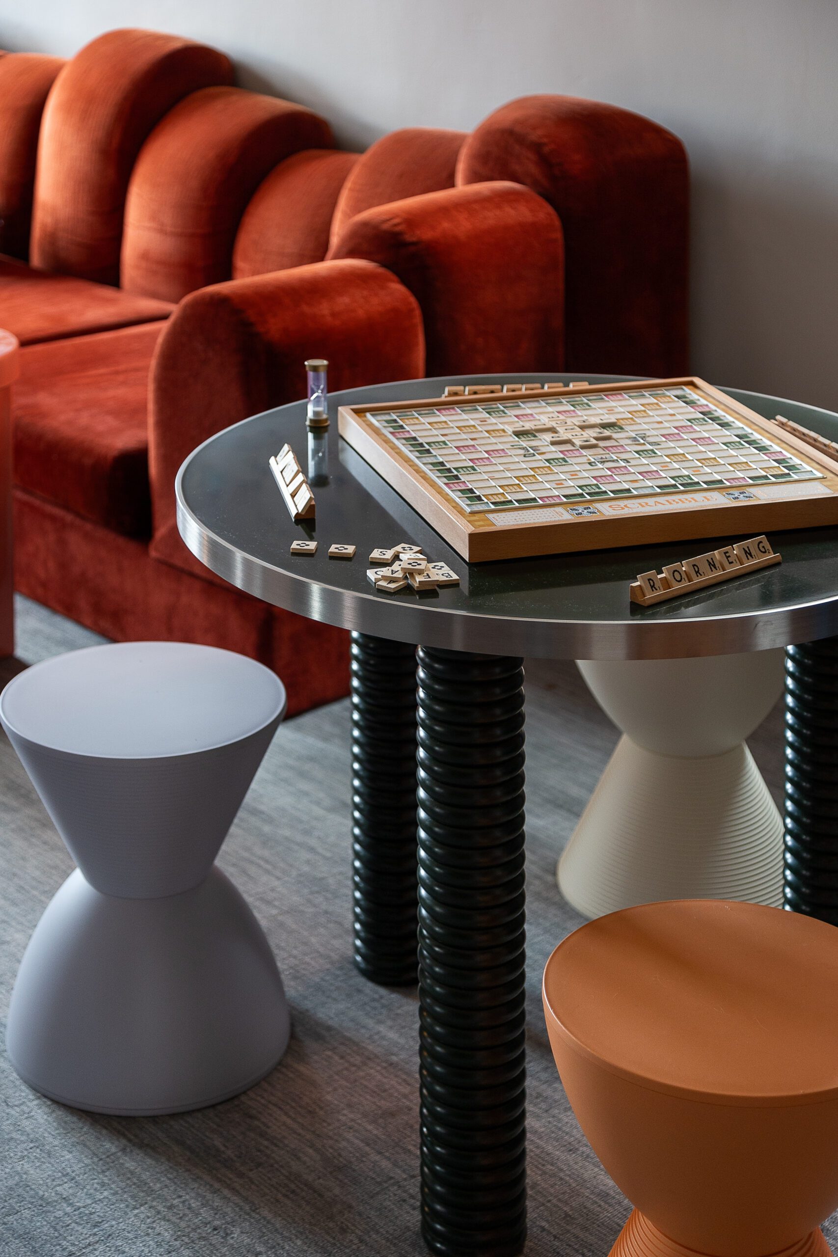 Coffee Table with Small Geometric Seats