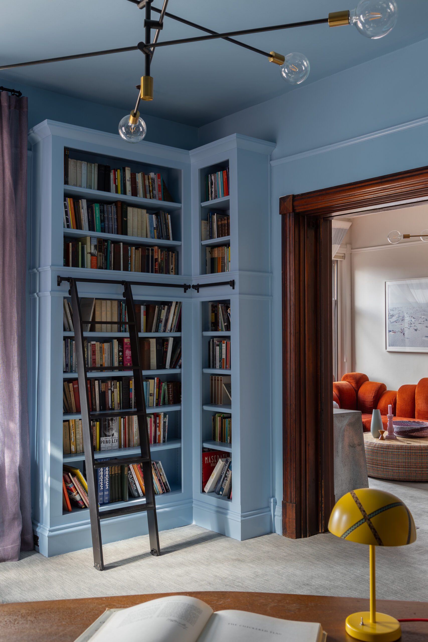 Corner Bookshelf with a Ladder