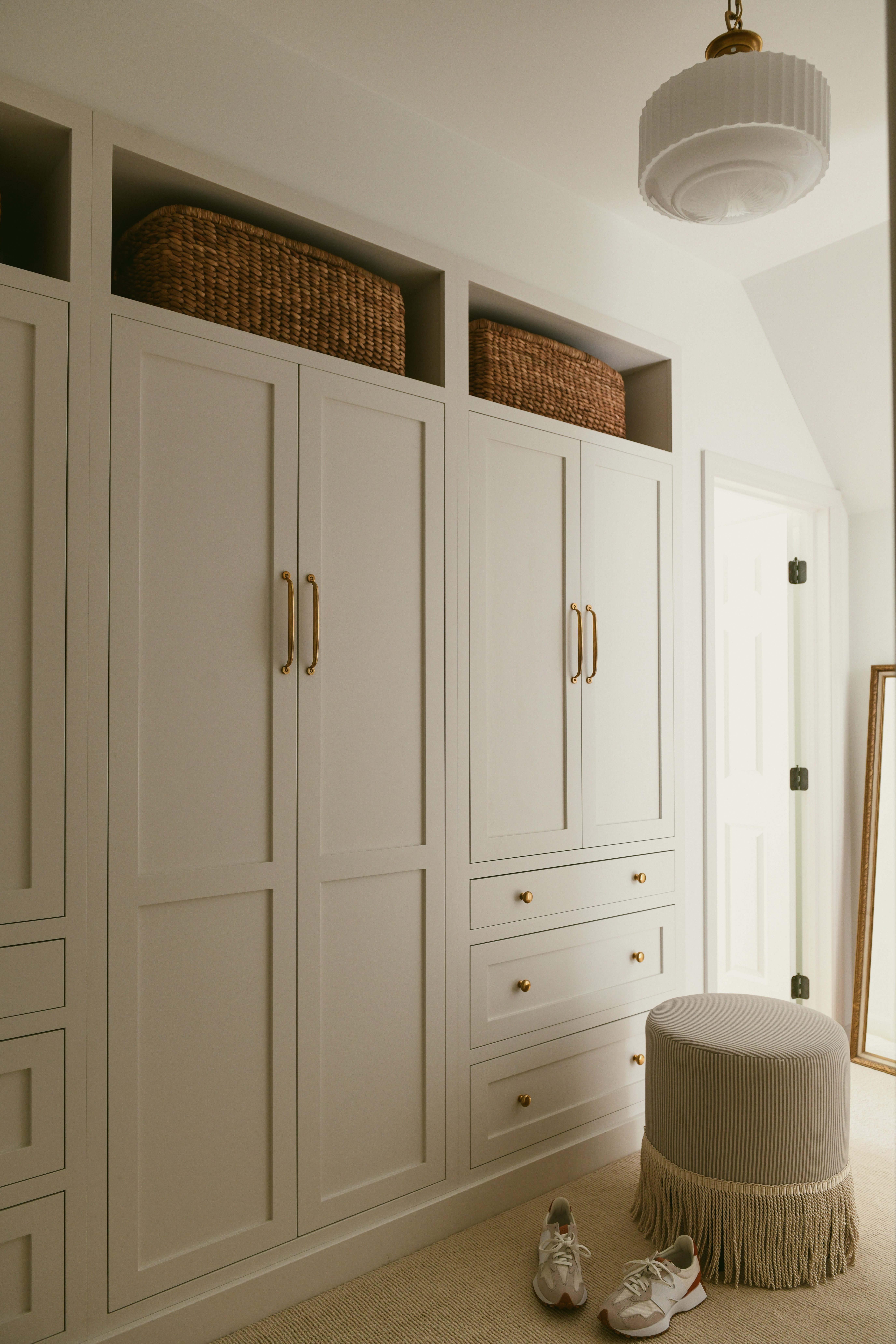 Built-In White Storage Cabinets