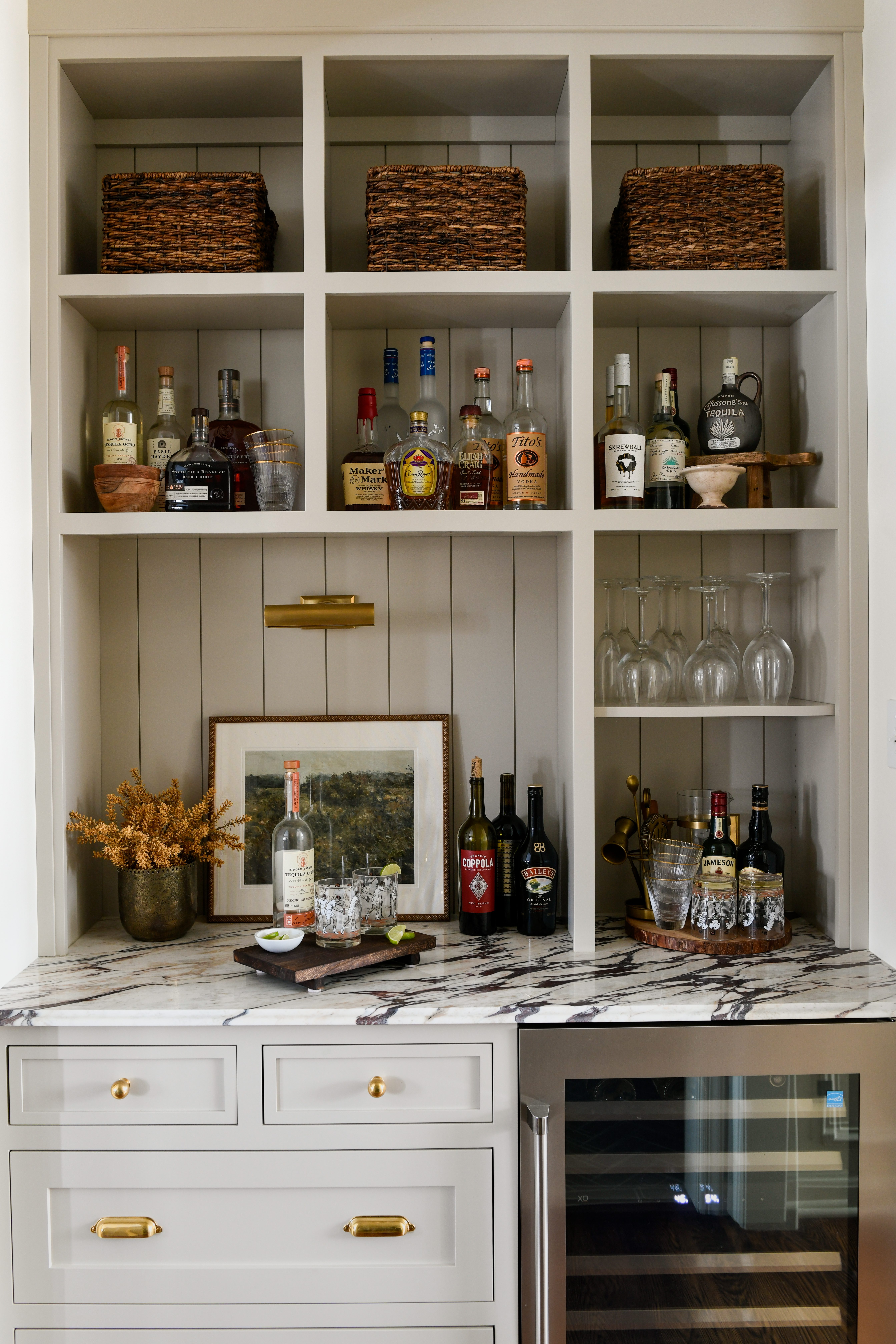Liquor Bar with Intricate Shelving
