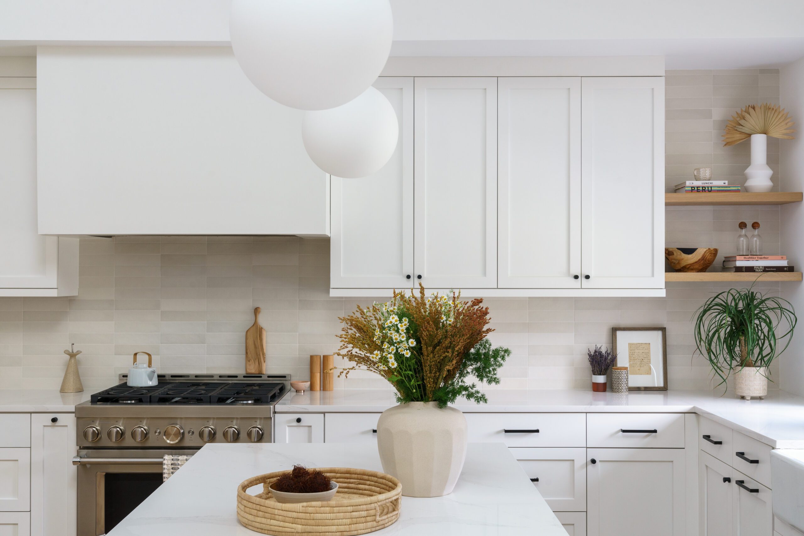 White Kitchen with Globes