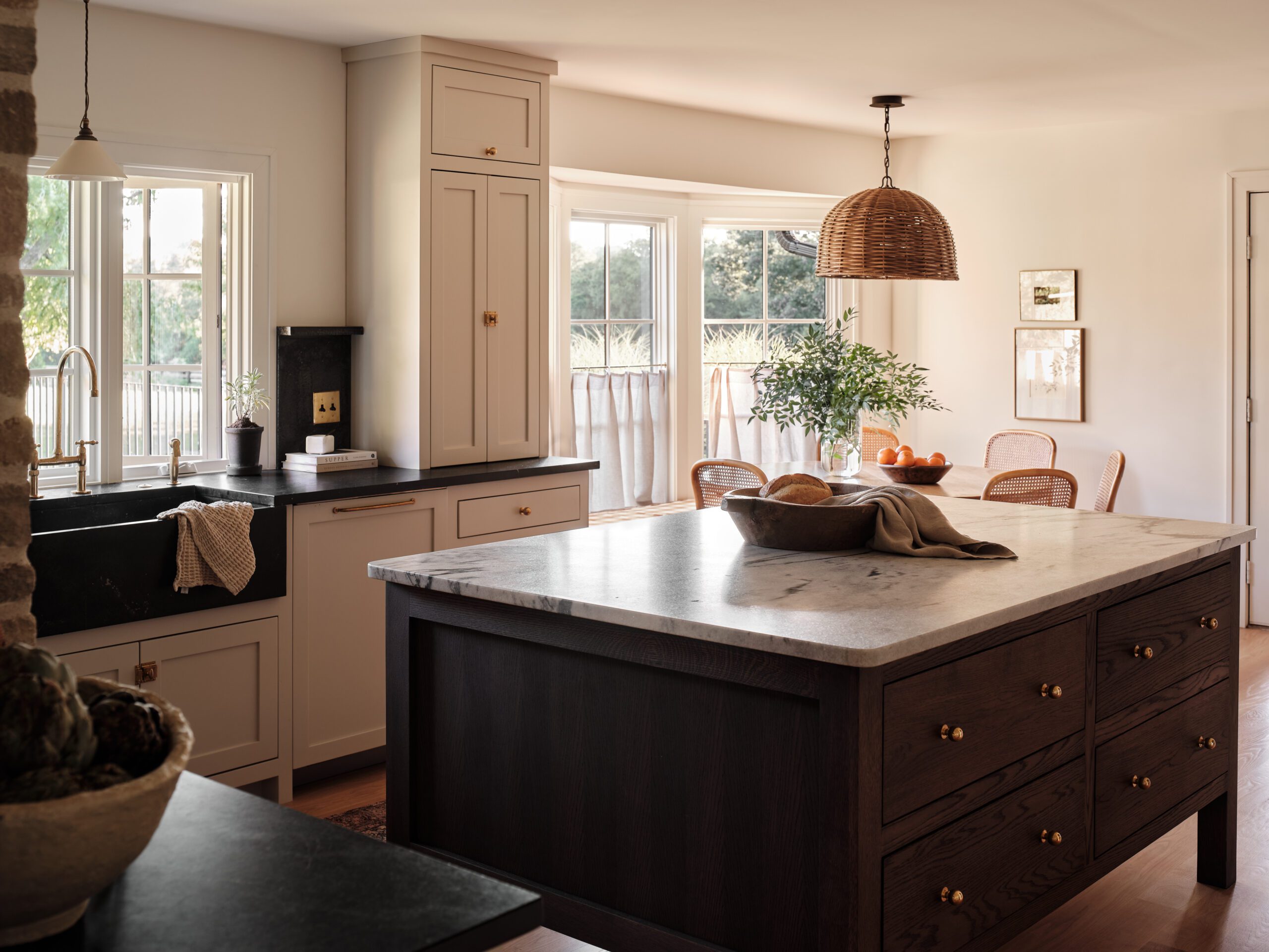 Warm and Dark Kitchen Island