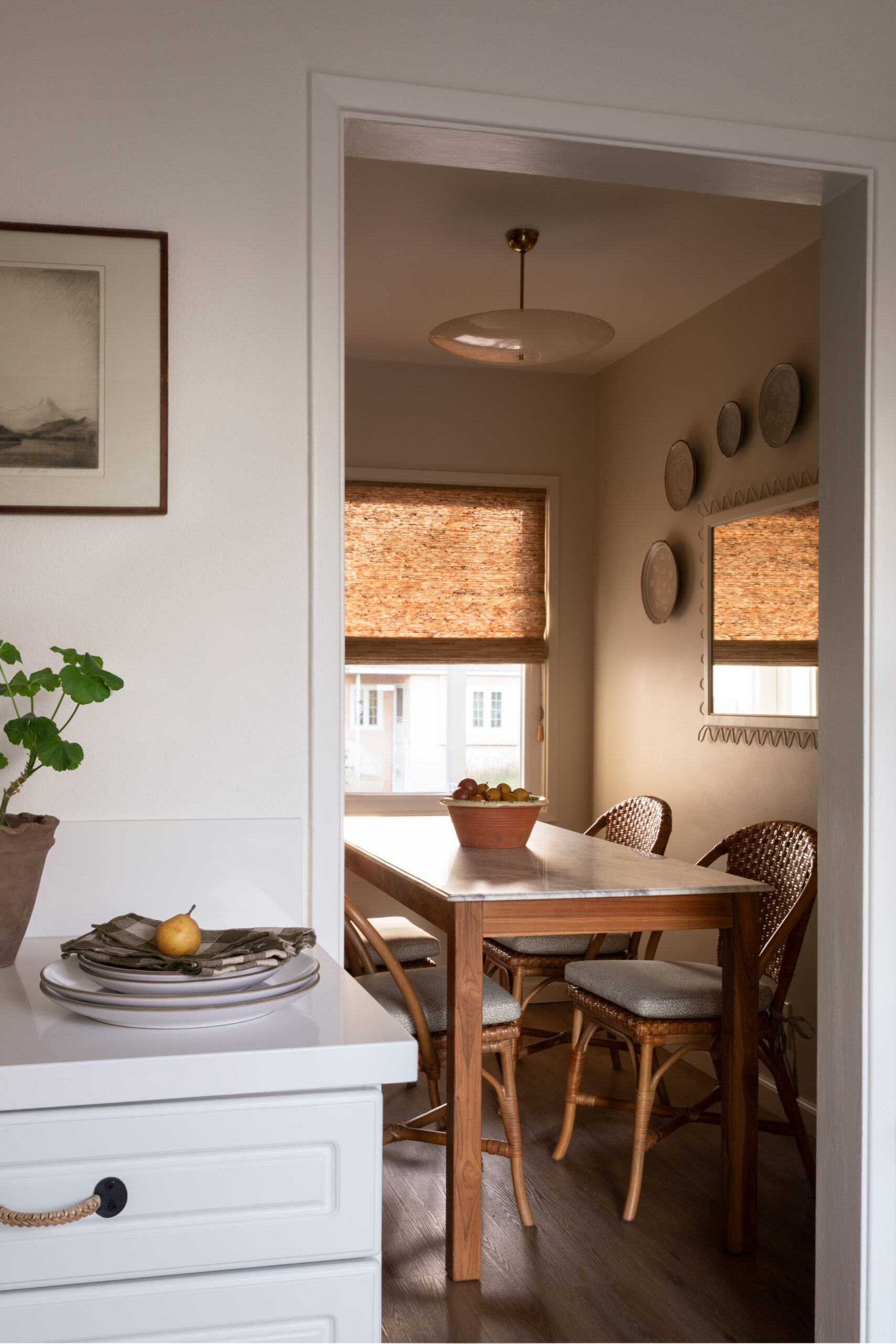 Breakfast Nook with Brown Shades