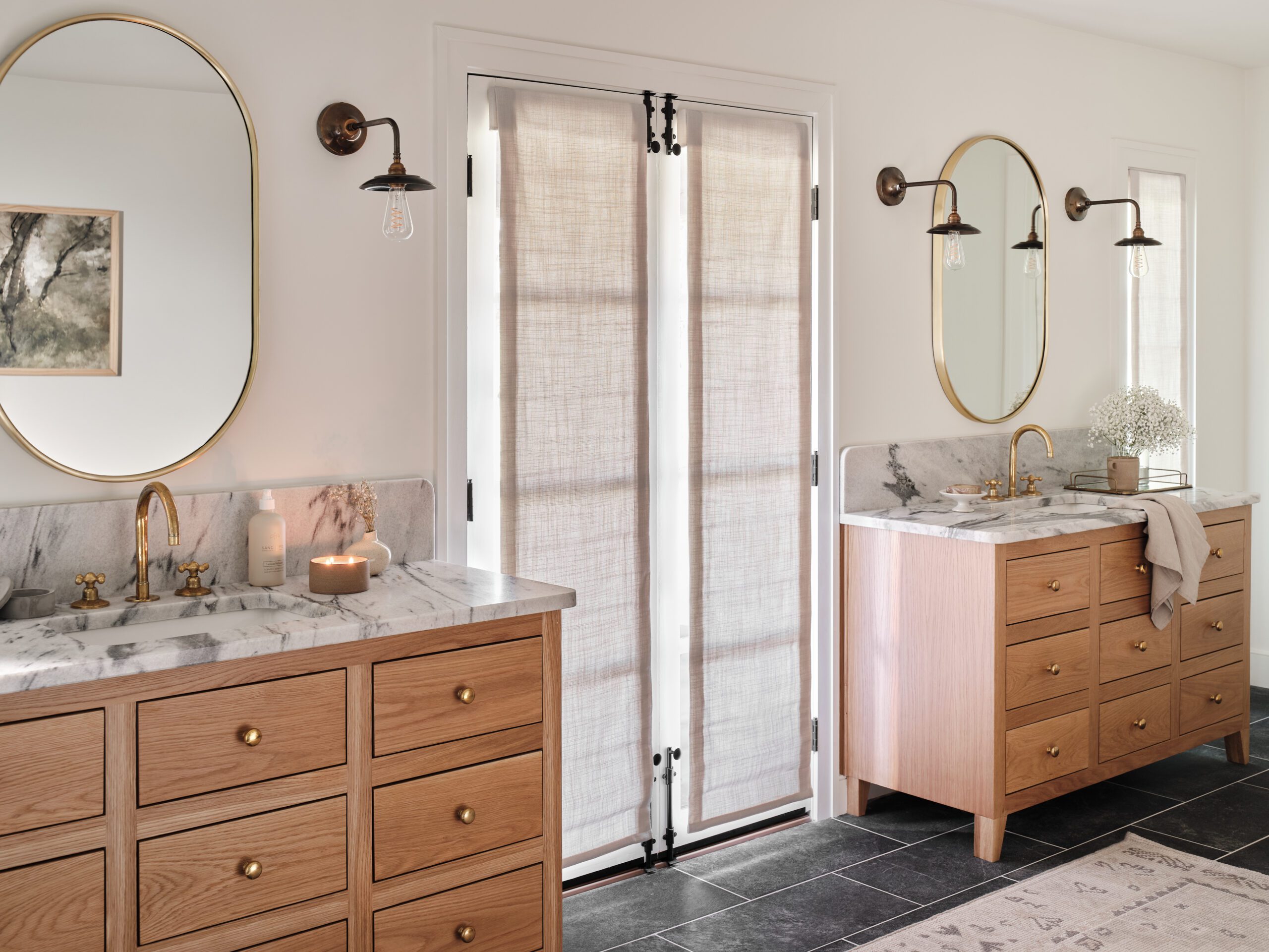 Separate Sink and Vanity Circle Mirrors