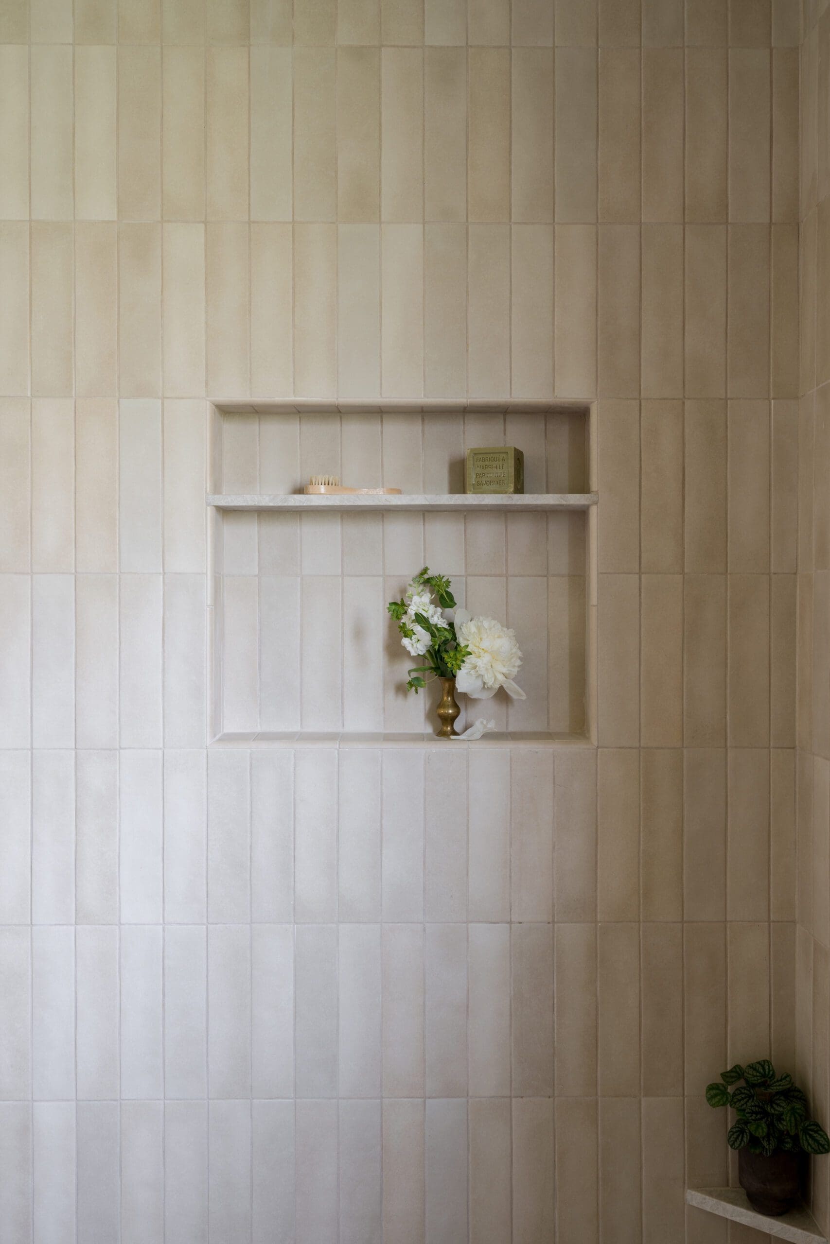 Built-In Tiled Shelf