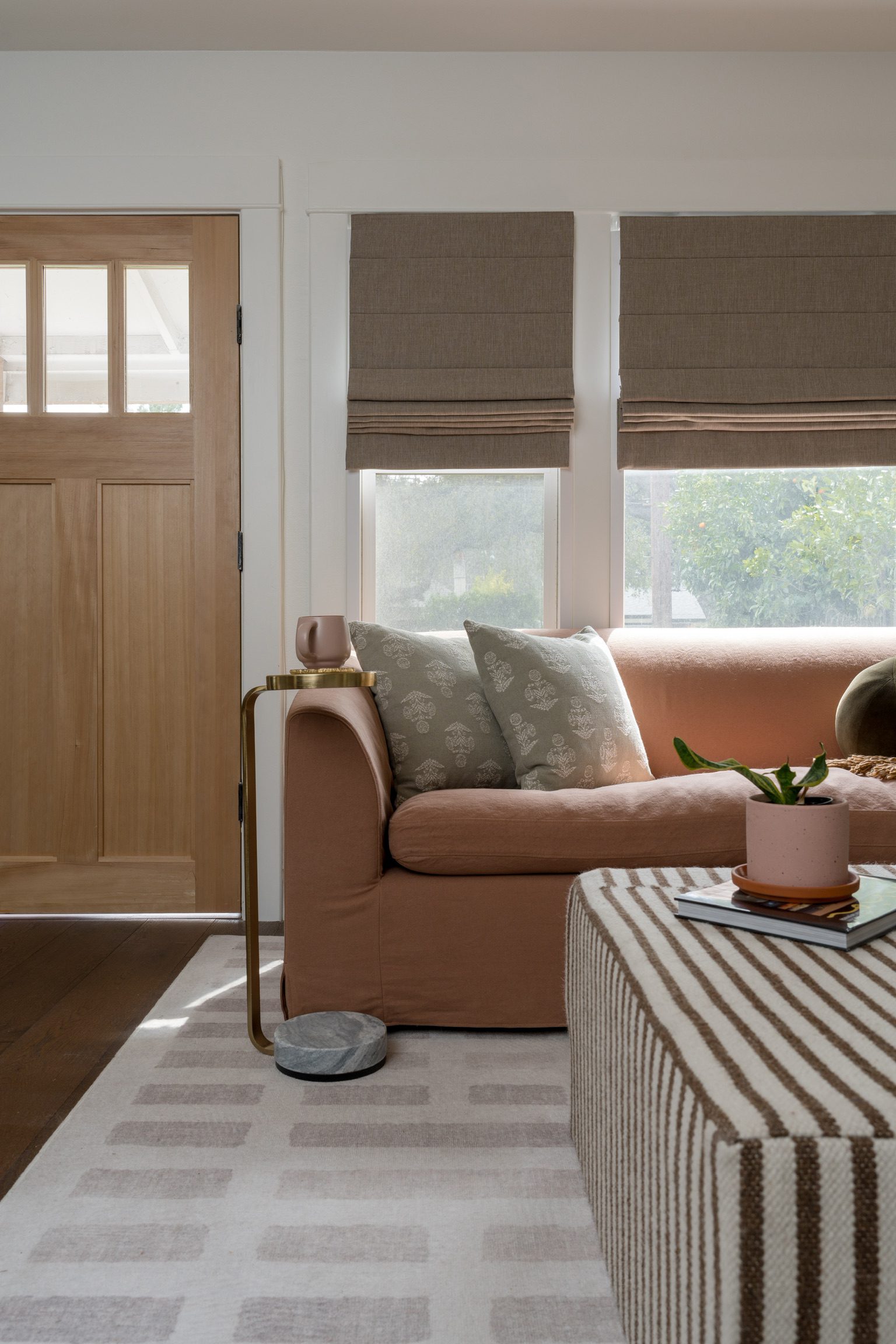 Pink Sofa and Side Table