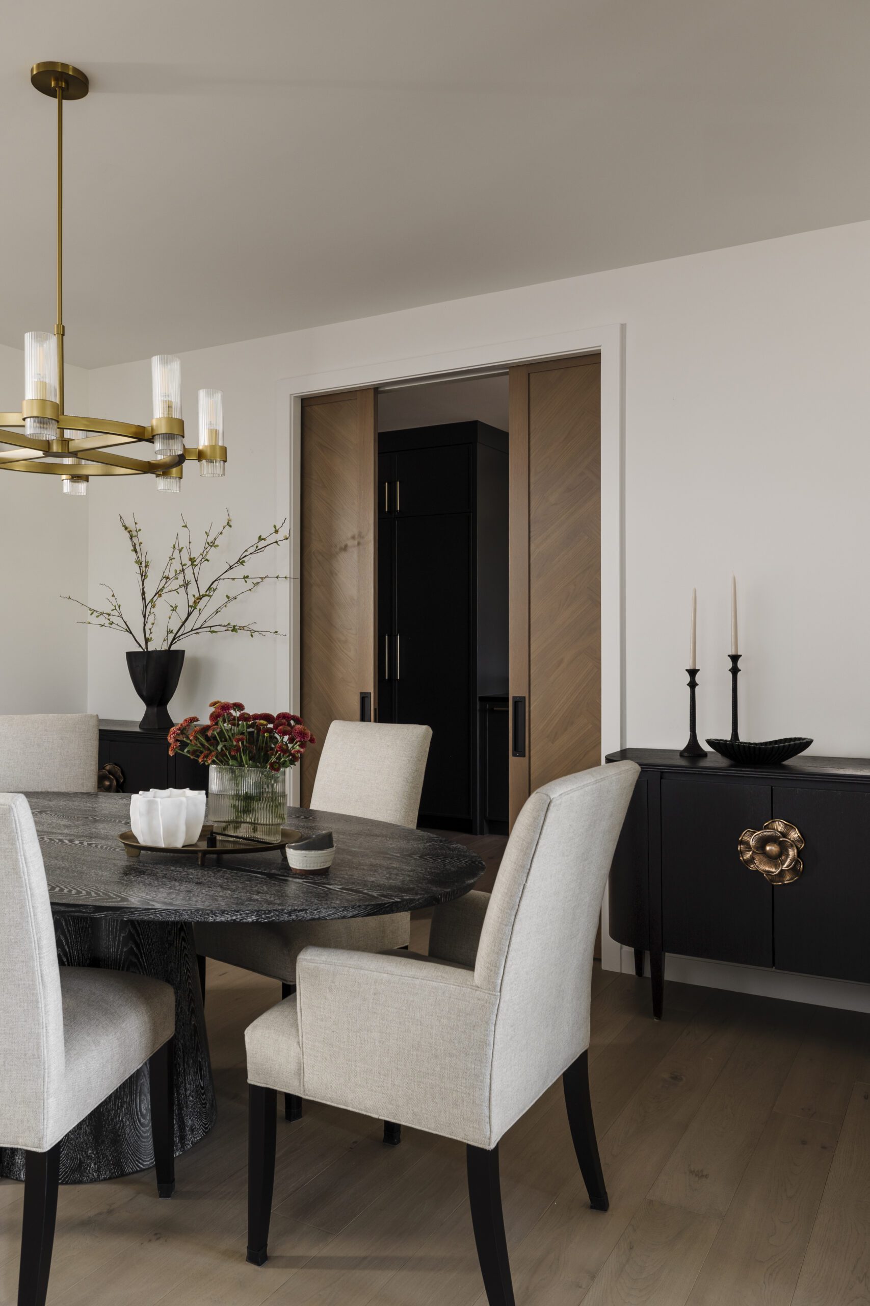 Dining Room Table with White Chairs